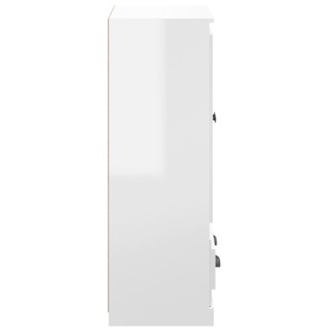 vidaXL Ντουλάπι Γυαλ. Λευκό 60x35,5x103,5cm από Επεξεργασμένο Ξύλο 1 τεμ.