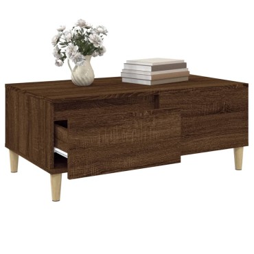 vidaXL Τραπεζάκι Σαλονιού Καφέ Δρυς 90x50x36,5cm Επεξεργασμ. Ξύλο 1 τεμ.