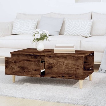 vidaXL Τραπεζάκι Σαλονιού Καπνιστή Δρυς 90x50x36,5cm Επεξεργ. Ξύλο 1 τεμ.