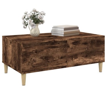 vidaXL Τραπεζάκι Σαλονιού Καπνιστή Δρυς 90x50x36,5cm Επεξεργ. Ξύλο 1 τεμ.