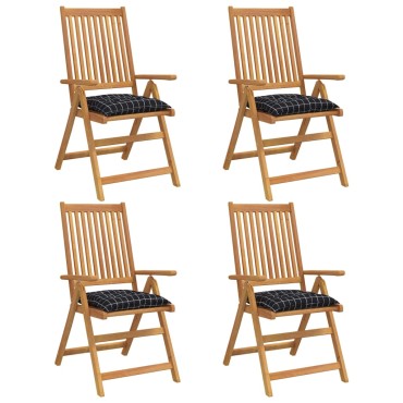 vidaXL Μαξιλάρια Καρέκλας 4 τεμ. Μαύρο Καρό 40x40x7cm Υφασμάτινα