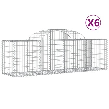 vidaXL Συρματοκιβώτια Τοξωτά 6 τεμ. 200x50x60/80 εκ. Γαλβαν. Ατσάλι