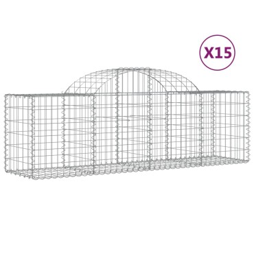 vidaXL Συρματοκιβώτια Τοξωτά 15 τεμ. 200x50x60/80 εκ. Γαλβαν. Ατσάλι
