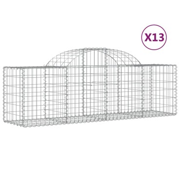 vidaXL Συρματοκιβώτια Τοξωτά 13 τεμ. 200x50x60/80 εκ. Γαλβαν. Ατσάλι