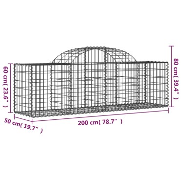 vidaXL Συρματοκιβώτια Τοξωτά 13 τεμ. 200x50x60/80 εκ. Γαλβαν. Ατσάλι