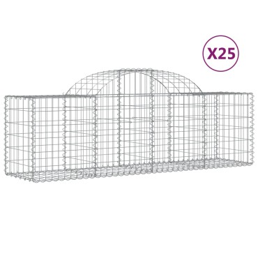 vidaXL Συρματοκιβώτια Τοξωτά 25 τεμ. 200x50x60/80 εκ. Γαλβαν. Ατσάλι