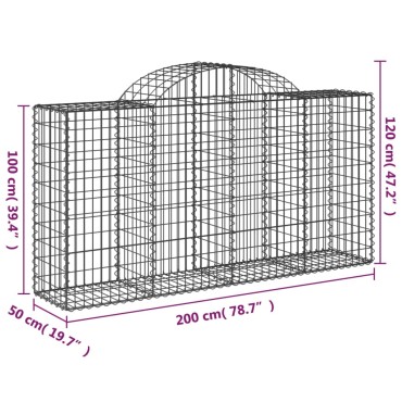 vidaXL Συρματοκιβώτια Τοξωτά 40 τεμ. 200x50x100/120 εκ. Γαλβαν. Ατσάλι