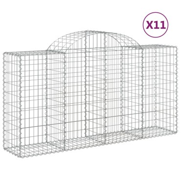 vidaXL Συρματοκιβώτια Τοξωτά 11 τεμ. 200x50x100/120 εκ. Γαλβαν. Ατσάλι