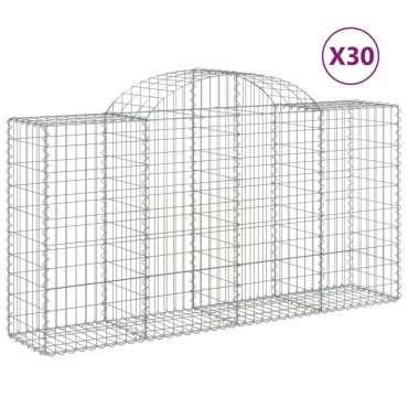 vidaXL Συρματοκιβώτια Τοξωτά 30 τεμ. 200x50x100/120 εκ. Γαλβαν. Ατσάλι