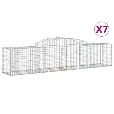 vidaXL Συρματοκιβώτια Τοξωτά 7 τεμ. 300x50x60/80 εκ. Γαλβαν. Ατσάλι