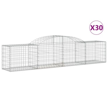 vidaXL Συρματοκιβώτια Τοξωτά 30 τεμ. 300x50x60/80 εκ. Γαλβαν. Ατσάλι