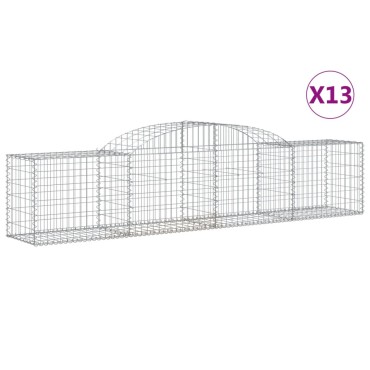 vidaXL Συρματοκιβώτια Τοξωτά 13 τεμ. 300x50x60/80 εκ. Γαλβαν. Ατσάλι