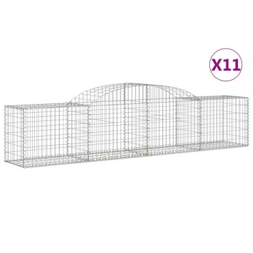 vidaXL Συρματοκιβώτια Τοξωτά 11 τεμ. 300x50x60/80 εκ. Γαλβαν. Ατσάλι