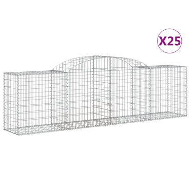 vidaXL Συρματοκιβώτια Τοξωτά 25 τεμ. 300x50x80/100 εκ. Γαλβαν. Ατσάλι