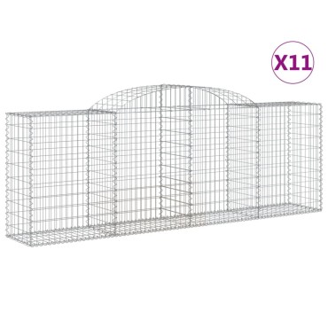 vidaXL Συρματοκιβώτια Τοξωτά 11 τεμ. 300x50x100/120 εκ. Γαλβαν. Ατσάλι