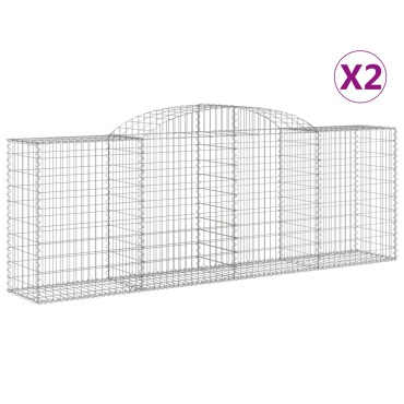 vidaXL Συρματοκιβώτια Τοξωτά 2 τεμ. 300x50x100/120 εκ. Γαλβαν. Ατσάλι