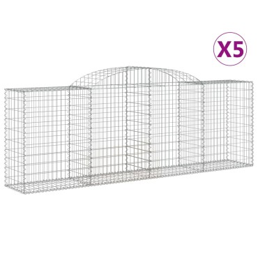 vidaXL Συρματοκιβώτια Τοξωτά 5 τεμ. 300x50x100/120 εκ. Γαλβαν. Ατσάλι