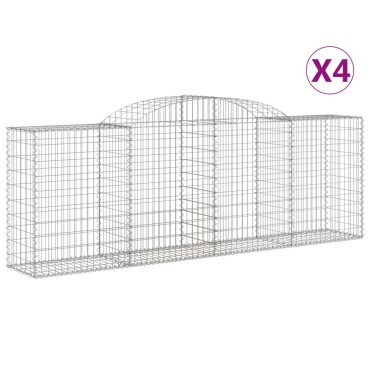 vidaXL Συρματοκιβώτια Τοξωτά 4 τεμ. 300x50x100/120 εκ. Γαλβαν. Ατσάλι
