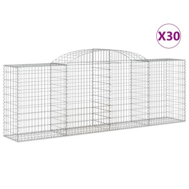 vidaXL Συρματοκιβώτια Τοξωτά 30 τεμ. 300x50x100/120 εκ. Γαλβαν. Ατσάλι