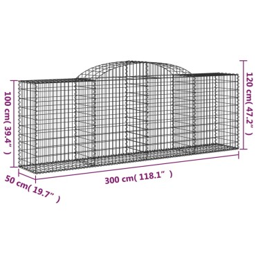 vidaXL Συρματοκιβώτια Τοξωτά 30 τεμ. 300x50x100/120 εκ. Γαλβαν. Ατσάλι