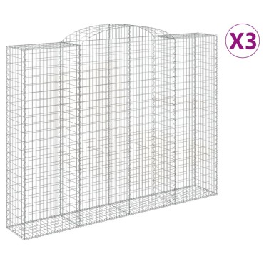 vidaXL Συρματοκιβώτια Τοξωτά 3 τεμ. 300x50x220/240 εκ. Γαλβαν. Ατσάλι