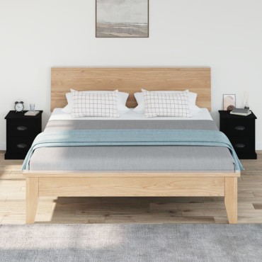 vidaXL Κομοδίνα 2 τεμ. Μαύρα 39x39x47,5cm από Επεξεργασμένο Ξύλο