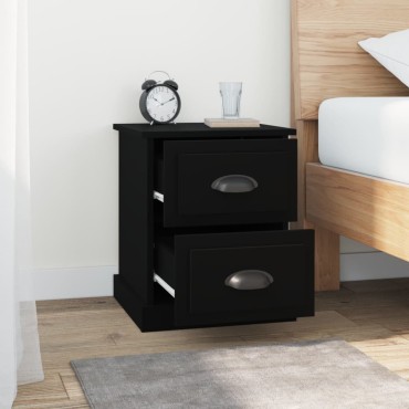 vidaXL Κομοδίνα 2 τεμ. Μαύρα 39x39x47,5cm από Επεξεργασμένο Ξύλο