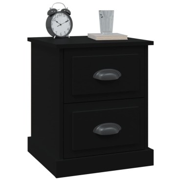 vidaXL Κομοδίνα 2 τεμ. Μαύρα 39x39x47,5cm από Επεξεργασμένο Ξύλο