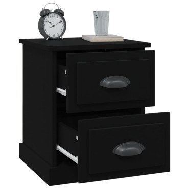 vidaXL Κομοδίνα 2 τεμ. Μαύρα 39x39x47,5cm από Επεξεργασμένο Ξύλο
