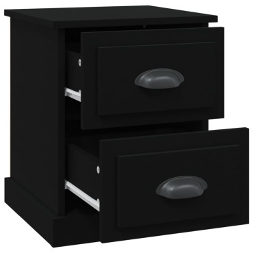 vidaXL Κομοδίνα 2 τεμ. Μαύρα 39x39x47,5cm από Επεξεργασμένο Ξύλο