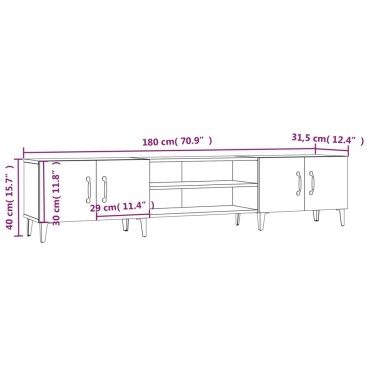 vidaXL Έπιπλο Τηλεόρασης Γκρι Σκυρ. 180x31,5x40cm Επεξ. Ξύλο