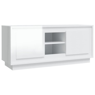 vidaXL Έπιπλο Τηλεόρασης Γυαλ. Λευκό 102x35x45cm Επεξεργασμένο Ξύλο
