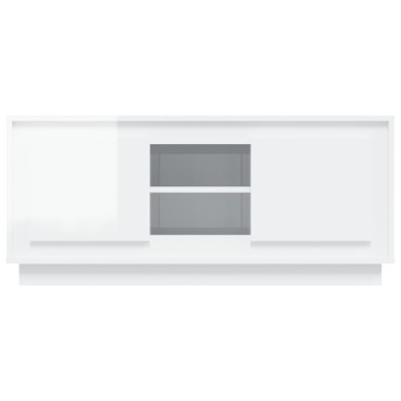 vidaXL Έπιπλο Τηλεόρασης Γυαλ. Λευκό 102x35x45cm Επεξεργασμένο Ξύλο