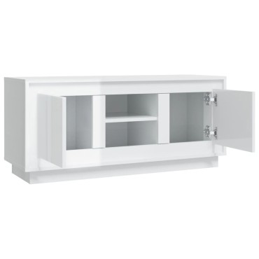 vidaXL Έπιπλο Τηλεόρασης Γυαλ. Λευκό 102x35x45cm Επεξεργασμένο Ξύλο