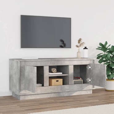 vidaXL Έπιπλο Τηλεόρασης Γκρι Σκυροδέματος 102x35x45cm Επεξεργ. Ξύλο