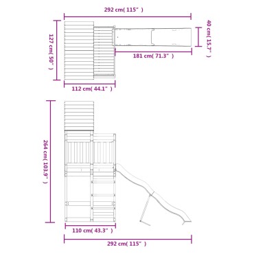 vidaXL Παιδική Χαρά Εξωτερικού Χώρου από Μασίφ Ξύλο Ψευδοτσούγκας