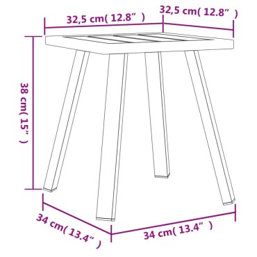 vidaXL Τραπέζι Κήπου Ανθρακί 34x34x38cm Ατσάλινο