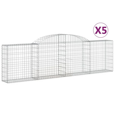 vidaXL Συρματοκιβώτια Τοξωτά 5 τεμ. 300x30x80/100 εκ. Γαλβαν. Ατσάλι