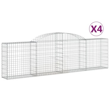 vidaXL Συρματοκιβώτια Τοξωτά 4 τεμ. 300x30x80/100 εκ. Γαλβαν. Ατσάλι