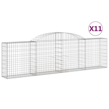 vidaXL Συρματοκιβώτια Τοξωτά 11 τεμ. 300x30x80/100 εκ. Γαλβαν. Ατσάλι