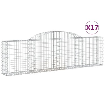 vidaXL Συρματοκιβώτια Τοξωτά 17 τεμ. 300x30x80/100 εκ. Γαλβαν. Ατσάλι