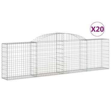 vidaXL Συρματοκιβώτια Τοξωτά 20 τεμ. 300x30x80/100 εκ. Γαλβαν. Ατσάλι
