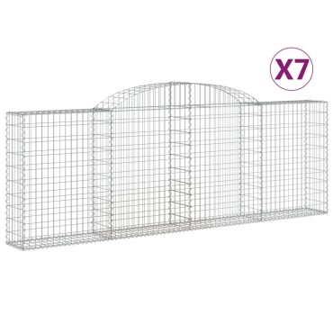 vidaXL Συρματοκιβώτια Τοξωτά 7 τεμ. 300x30x100/120 εκ. Γαλβαν. Ατσάλι