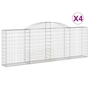 vidaXL Συρματοκιβώτια Τοξωτά 4 τεμ. 300x30x100/120 εκ. Γαλβαν. Ατσάλι