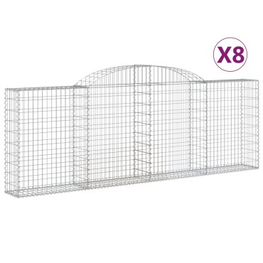 vidaXL Συρματοκιβώτια Τοξωτά 8 τεμ. 300x30x100/120 εκ. Γαλβαν. Ατσάλι