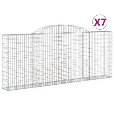 vidaXL Συρματοκιβώτια Τοξωτά 7 τεμ. 300x30x120/140 εκ. Γαλβαν. Ατσάλι