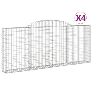 vidaXL Συρματοκιβώτια Τοξωτά 4 τεμ. 300x30x120/140 εκ. Γαλβαν. Ατσάλι