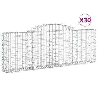 vidaXL Συρματοκιβώτια Τοξωτά 30 τεμ. 300x30x100/120 εκ. Γαλβαν. Ατσάλι