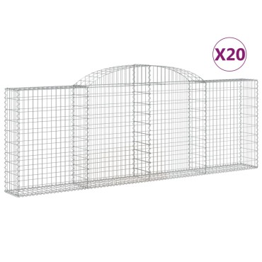 vidaXL Συρματοκιβώτια Τοξωτά 20 τεμ. 300x30x100/120 εκ. Γαλβαν. Ατσάλι