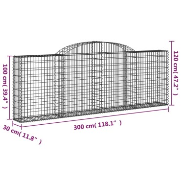 vidaXL Συρματοκιβώτια Τοξωτά 20 τεμ. 300x30x100/120 εκ. Γαλβαν. Ατσάλι